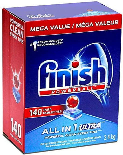 Finish - All in 1 Ultra - Automatic Dishwasher Detergent - Powerball - Dishwashing Tablets Powerful Clean - Dish Tabs - Fresh Scent - 2.4 KG - 140 Count